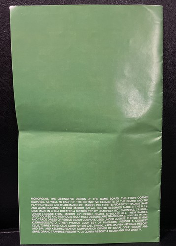 Game Parts Pieces Monopoly Golf Edition 1998 Parker Brothers Rules Instructions - Picture 2 of 4