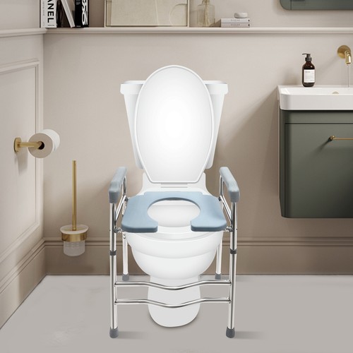 Adjustable Raised Toilet Seat Riser w/ Arms For Elderly Handicap Bathroom NEW
