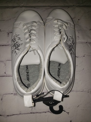 Neu mit Etikett Ardene Mat bequeme Damen-Sneaker weiß mit Blumenstickerei Größe 10 - Bild 3 von 5