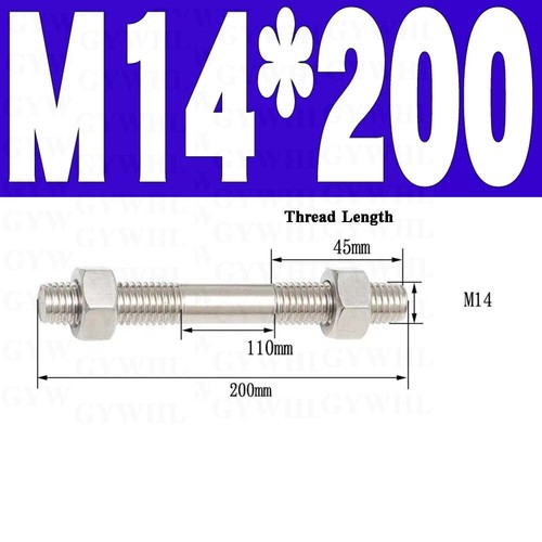 M3-M20 Double End Threaded Stud Bar Rod Bolts Screws With Hex Nuts A2 Stainless - Picture 197 of 254