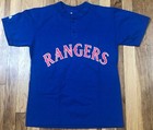 Majestic Texas Rangers Shirt Boys Large Blue New Cotton Button Collar Mlb Youth