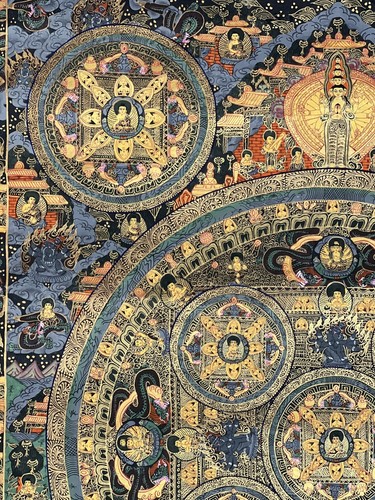 BUDDHA LIFE/WHEEL OF LIFE MANDALA ORIGINAL TIBETAN MEDITATION THANGKA PAINTING - Picture 5 of 12