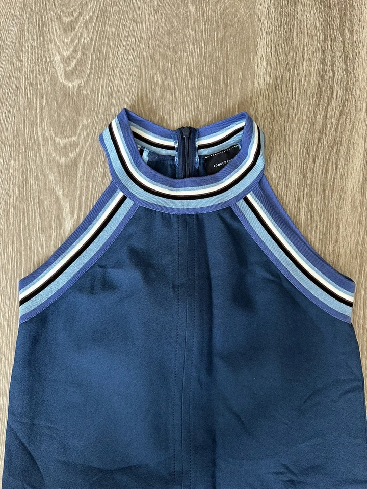 Vestido para mujer Longchamp azul talla 36 azul marrón blanco 7824CFA vestido con cremallera completa Foto 4 de 4