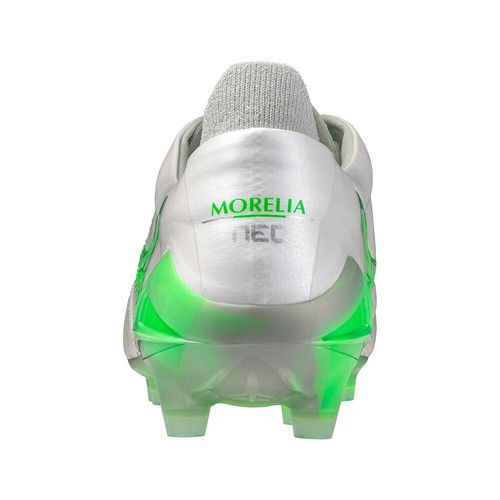 Mizuno Soccer Cleats MORELIA NEO 4 JAPAN White Pearl x Neon Green P1GA253037 New - Picture 5 of 6