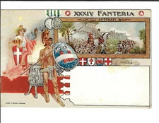 Italian Art Military Postcard 34o Reggimento Fanteria Fossano Livorno