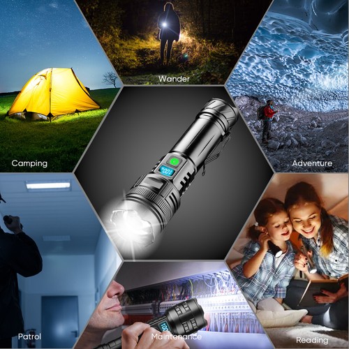 1000000LMS Super Bright 30W LED Flashlight Rechargeable Tactical Torch+COB Light - Picture 8 of 20