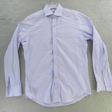 Twillory Shirt Mens Medium 15.5 Blue Pink Tailored Fit Button Up Long Sleeve