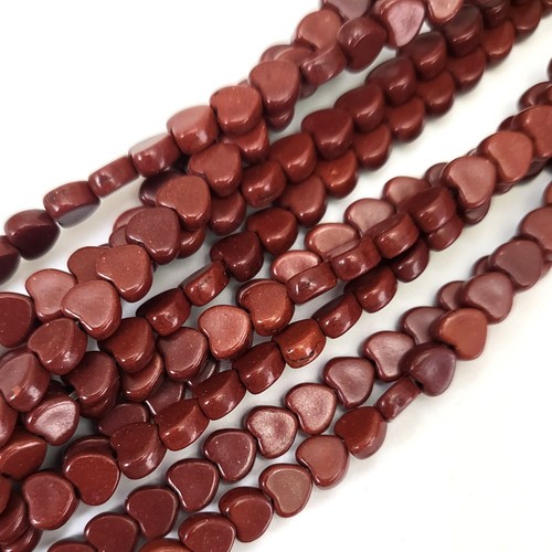 Small Heart Bead Howlite Turquoise 6mm Yellow Black White Orange Pink 15" strand - Picture 6 of 46