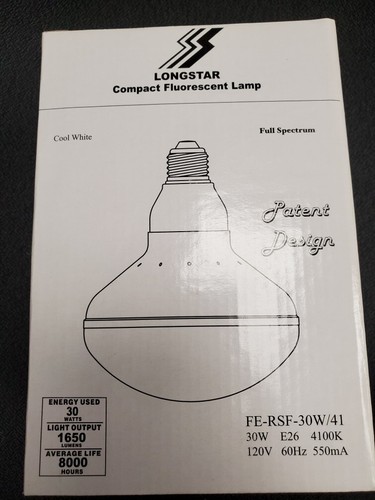 LONGSTAR FE-RSF-30W COOL WHITE E26 4100K 1650L 120V CFL 30W REPLACES 120WATT - Picture 1 of 9