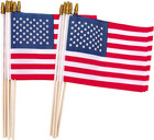 12 Pcs 8X12 Inch American Flags on Stick, Small Usa Wood Stick Flags with Kid.