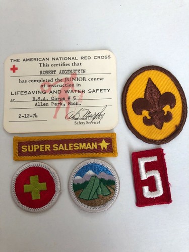Vintage BOY SCOUT Patches Lot of 5 BSA Lifesaving Card Merit Badges Scout Rank - Picture 1 of 12