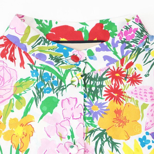 GUCCI One-piece Logo 100% Silk Band L/S Floral Women Size36 Multicolor Ken Scott - Picture 13 of 17