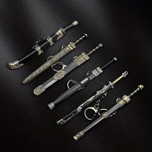Ancient Chinese Mini Sword Keychain Sword Metal Weapon Toy Key Chain Key Ring - Picture 5 of 25