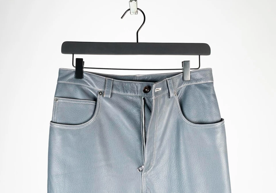 Pantalones de cuero grises originales Gucci para mujer muestra previa presentación 2019 talla M/L Foto 2 de 4