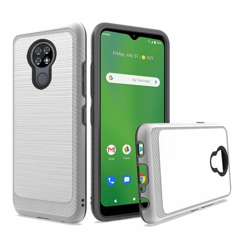 Für Cricket Ovation gebürstet HYBRID stoßfeste Kohlefaser Verkleidung Hülle Handy Cover - Bild 5 von 8