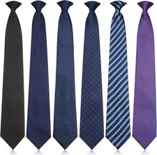 Paquete de 6 corbatas ajustables preatadas para hombre con cremallera
