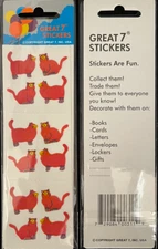 12 packages of Fuzzy Cat Stickers, "Great 7" Sticker Designs, PFZ0201