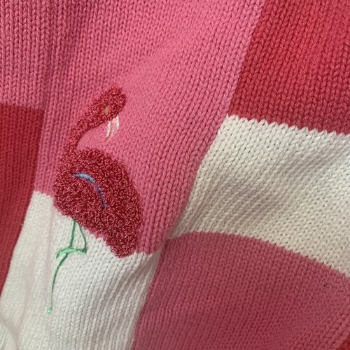Flamingo Sweater Vest Women’s Med Pink Tabi Internaltional Color Block Vintage - Picture 6 of 7