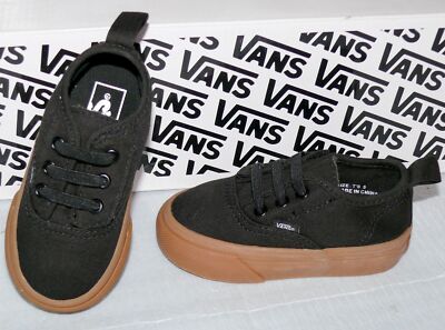 Vans Authentic V LACE SLIP-ON Canvas Kinder Schuhe LOW Sneaker EU 21 GUM BLACK