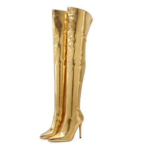 Sexy Zipper Over Knee Boots Women's Pointed High Heels Long Boots Big Size 34-43 - Bild 5 von 29