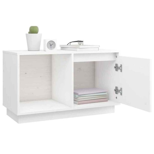 TV Cabinet Entertainment Unit Stand Console Storage Rack Shelf White Wood Pine - Picture 8 of 11