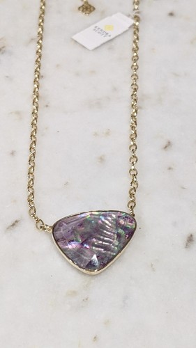 KENDRA SCOTT~NWT~GOLD~LILAC ABALONE STONE *MCKENNA* PENDANT NECKLACE (RARE) - Picture 3 of 9