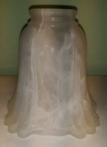 Set 3 Opaque Glass Lamp Shade White Milk Swirl Draped four corners 2 1/4" fit - Picture 9 of 9
