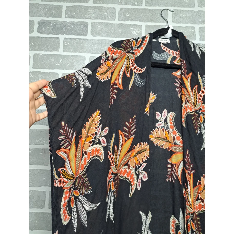 Ultra Pink Women’s Fringe Kimono Open-Front Floral Bohemian Multicolor Size 2X - Image 2 of 4