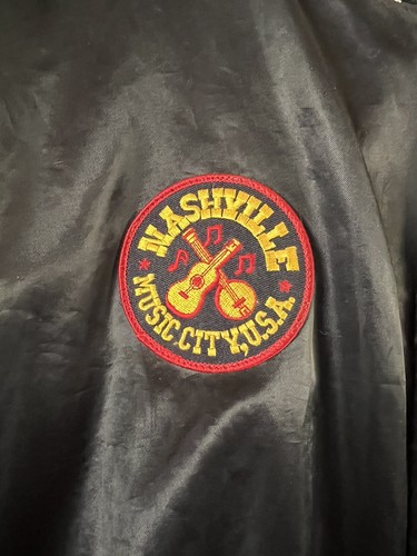 vintage satin jackets men black xxxl chain stitched nashville sabian patches - Picture 6 of 19