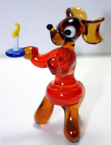 Vintage 1950s Blown Glass Figurine - Cute Little Mouse Holding a Candle - Super. - Bild 9 von 9