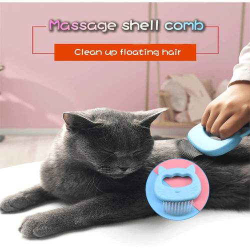 Pro Pet Cat Dog Massage Shell Comb Grooming Hair Removal Shedding Cleaning Brush - Picture 7 of 14