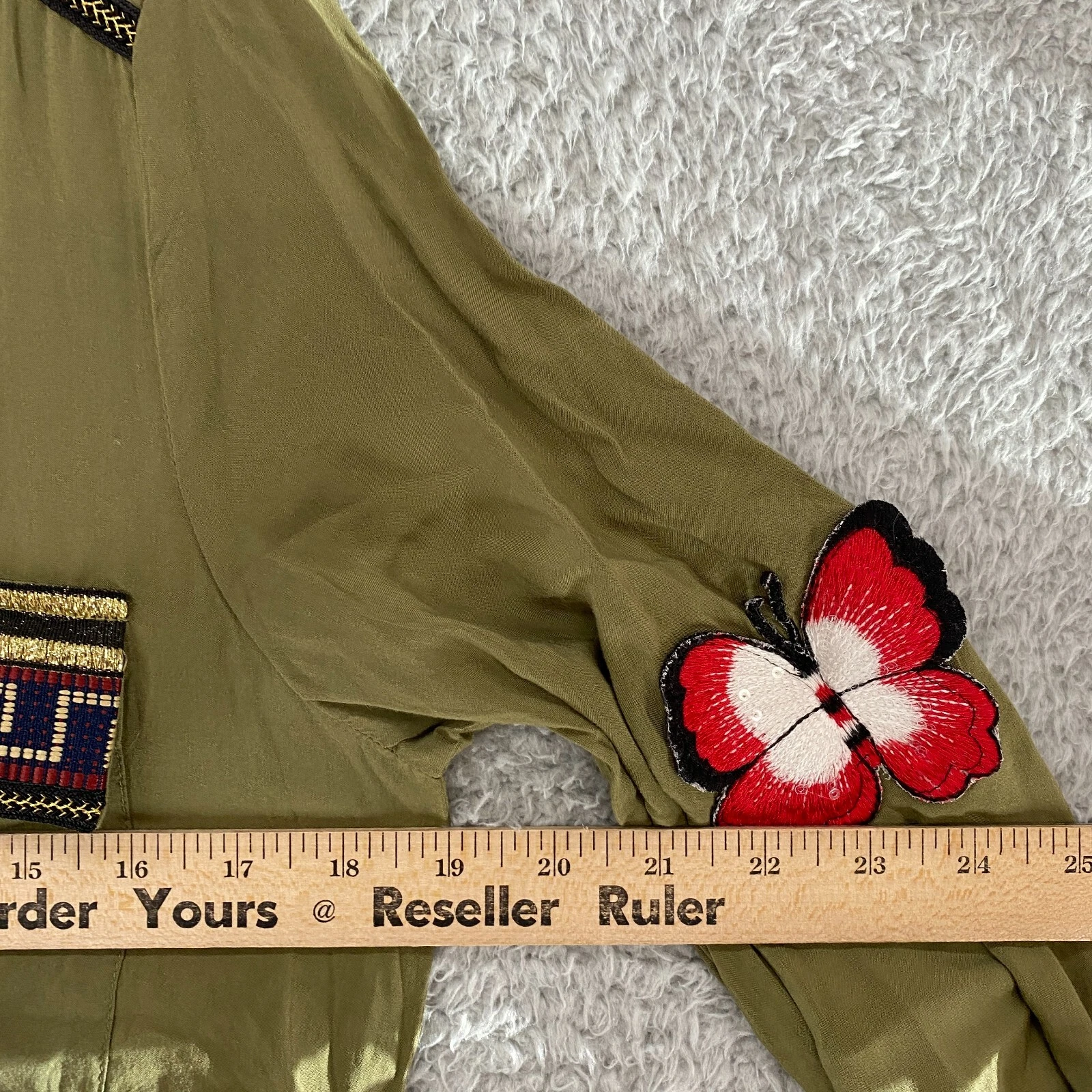 VETEMENTS Desigual Dress Womens 38 Small Utility Military Embroidered Alabanza Artsy