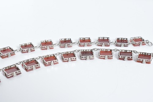 1980s Irish Seamus GILL, Silver and Carnelian Necklace ! 20 square carnelians - Picture 3 of 16