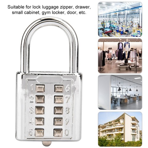 10 Digit Push Button Combination Password Padlock - Features Blind Buttons For - Picture 4 of 9