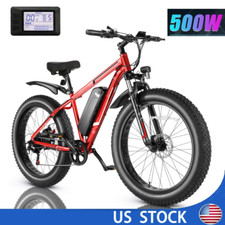 26" 500W 48V Electric Bike with LCD, E-Mountain Bicycle Fat Tire EBike 25MPH NEW