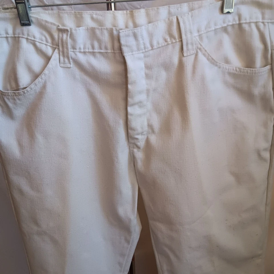38x31 Men's Vintage Jeans 1960's White Cotton Bootcut Mod Garage Band Talon zip - Image 3 of 4