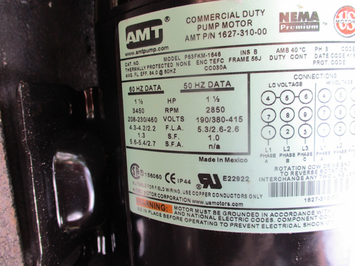 NEW AMT 553B-98 PUMP CENTRIFUGAL 56 FRAME 3 PHASE 1-1/2hp 230/460v - Picture 5 of 9