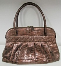 Nancy Gonzalez Crocodile Ruched Double Zip Satchel In Copper - Nwt - $3250+