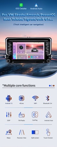 7" Android 13 Carplay GPS Navi WIFI Car Stereo Radio Screen For VW GOLF MK5 MK6 - Picture 3 of 15