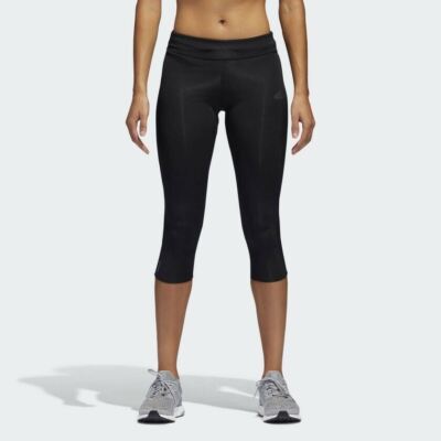 [B47765] Womens Adidas Running Response W 3/4 Three Quarters Tights - Black