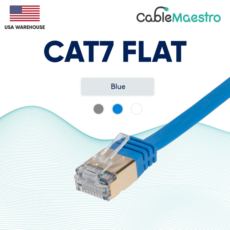 CAT7 Ethernet Cable Patch FLAT LAN Gold Plated U/FTP Shielded RJ45 6-100FT Lot CAT7 Ethernet Cable Patch FLAT LAN Gold Plated U/FTP Shielded RJ45 6-100FT Lot