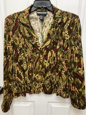 WOMENS REQUIREMENTS BROWN MULTICOLORED LONG SLEEVE BLAZER SIZE 12