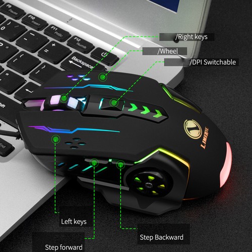 V7 USB Wired Gaming Glowing Mouse 3600dpi 6 Buttons Backlit E-sports Mouse - Picture 5 of 22