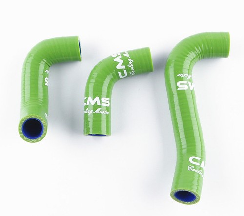 Green Fit 1985-2003 Kawasaki KX60 / Suzuki RM60 Silicone Radiator Hose Pipe Kit - Picture 3 of 7