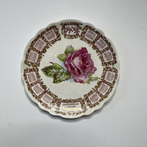 1909 Advertising Calendar Plate Flower Floral L Imhoff