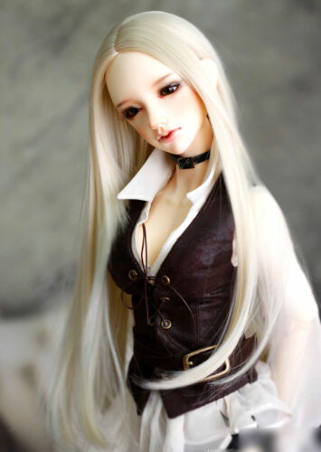 Peluca de pelo para muñeca Pullip Bjd de 1/3 8-9-10" rollo rubio largo habilidad capa interior - Imagen 3 de 3