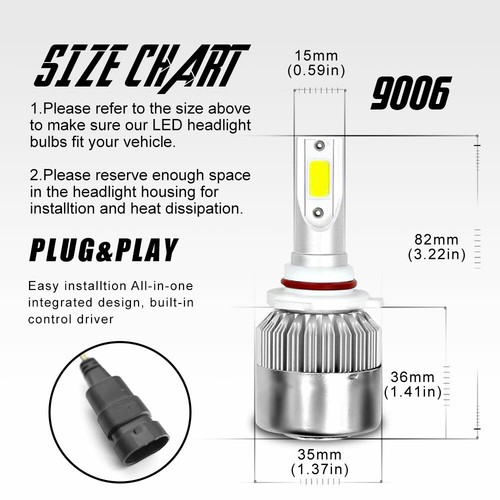 For Caprice 1987-1990 6000K LED Headlight High & Low Beam Bulbs - Foto 3 di 8