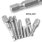 8x Socket Adapter Set Hex Shank to 1/4" 3/8" 1/2" Impact Driver Drill Bits Bar