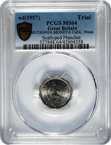 ER267 Very Rare GREAT BRITAIN. Copper-Nickel Die Trial, Two Obverse Dies ND 1957 - Picture 4 of 4