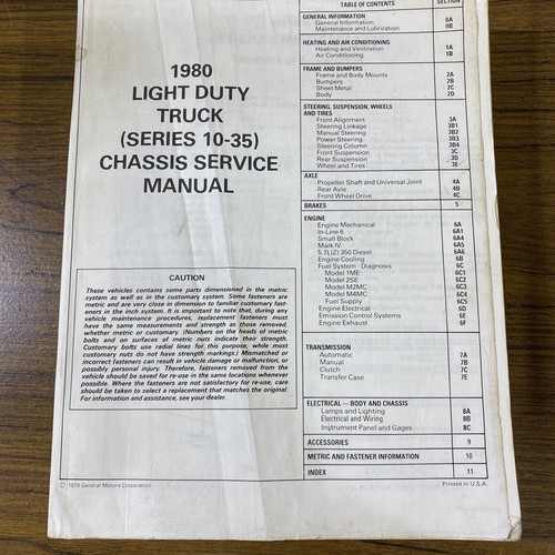 1980 Chevrolet Light Duty Truck (Series 10-35) Chassis Service Manual OEM - Bild 1 von 12